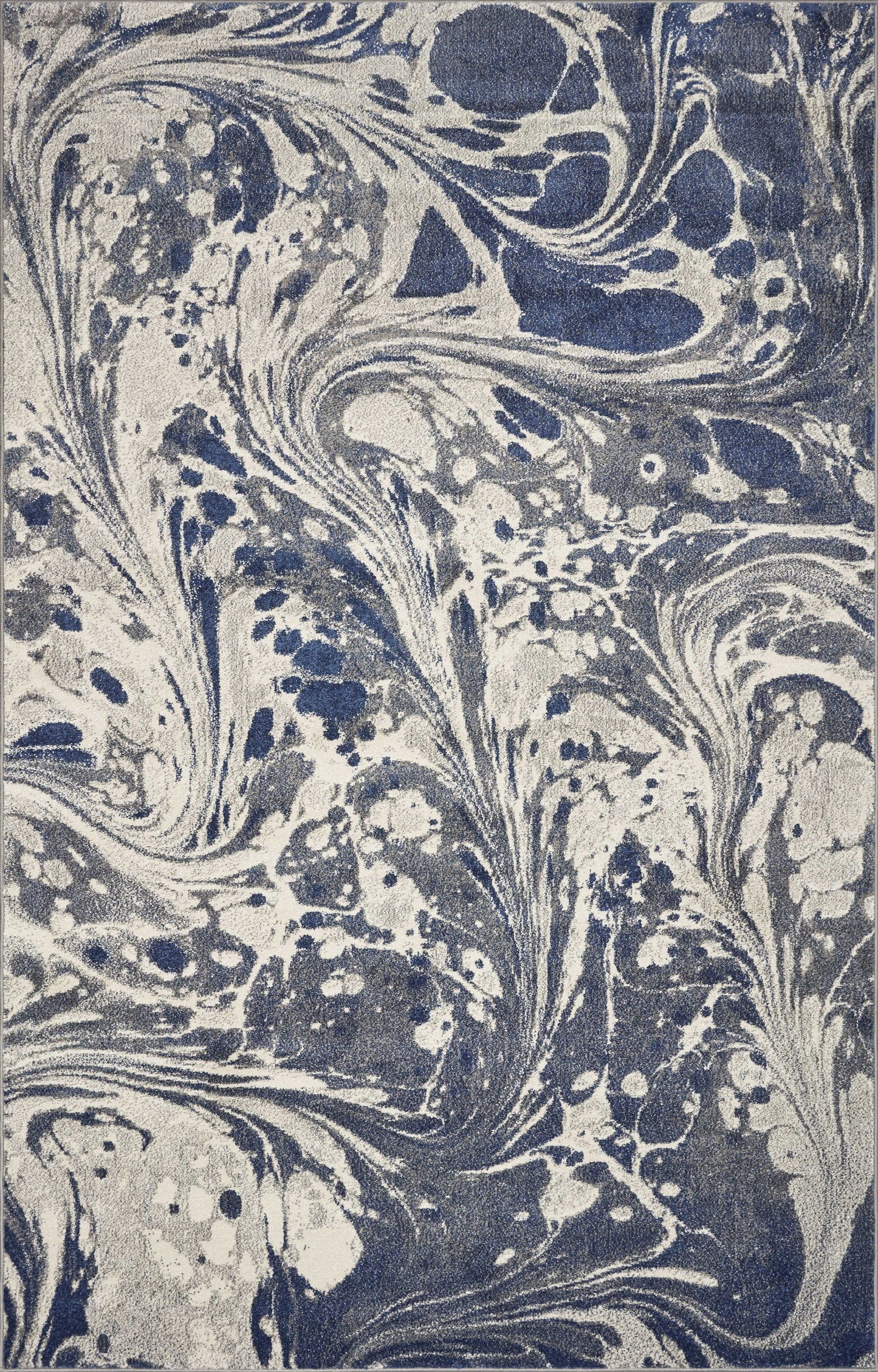 5'X8' Grey Blue Machine Woven Marble Indoor Area Rug