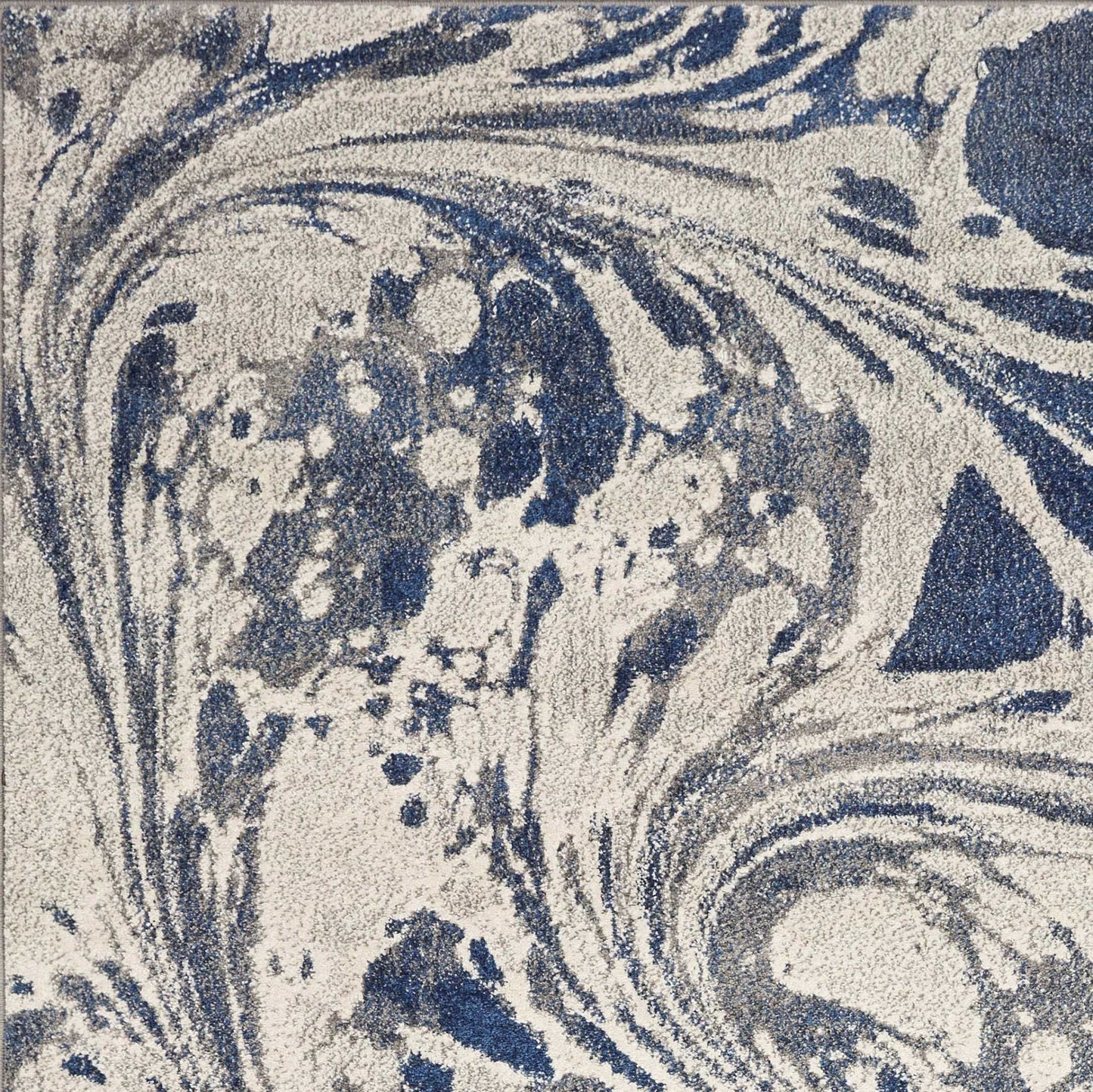 5'X8' Grey Blue Machine Woven Marble Indoor Area Rug