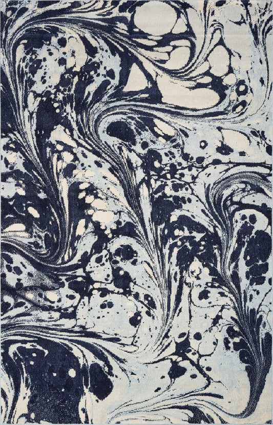 7'X10' Blue Machine Woven Abstract Indoor Area Rug
