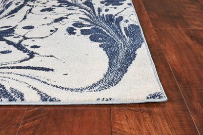 7'X10' Blue Machine Woven Abstract Indoor Area Rug