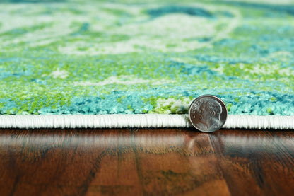 3' X 5' Teal Abstract Waves Area Rug