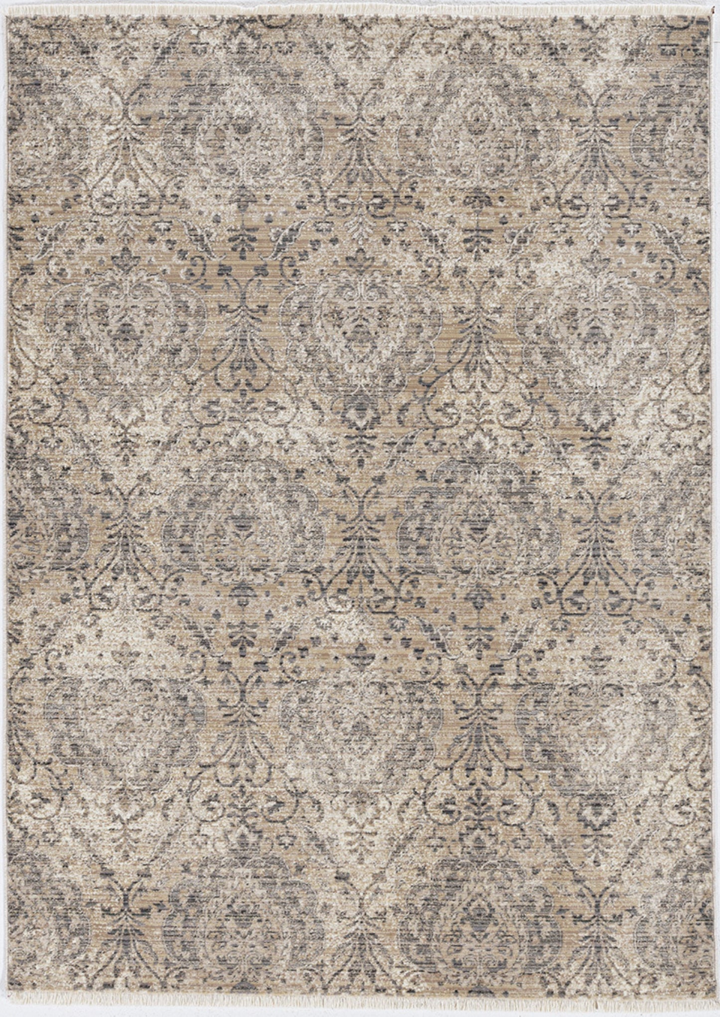 4'X6' Sand Grey Machine Woven Distressed Vintage Traditional Indoor Area Rug