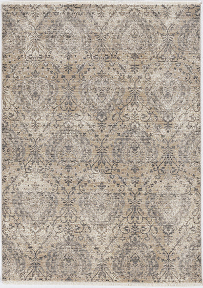 4'X6' Sand Grey Machine Woven Distressed Vintage Traditional Indoor Area Rug