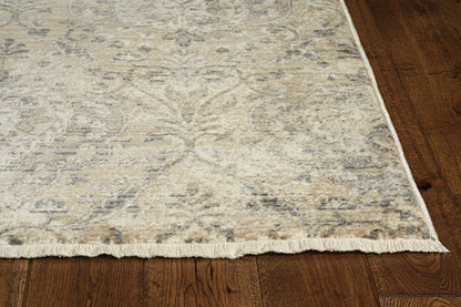 4'X6' Sand Grey Machine Woven Distressed Vintage Traditional Indoor Area Rug