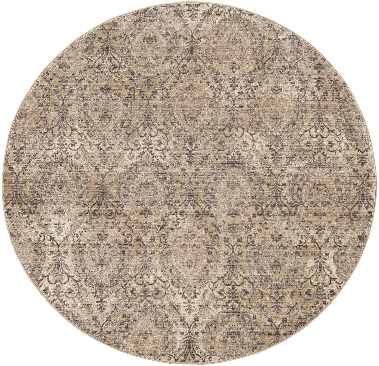 4'X6' Sand Grey Machine Woven Distressed Vintage Traditional Indoor Area Rug