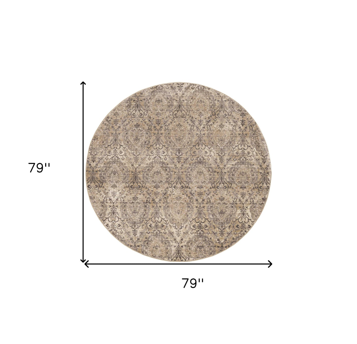 4'X6' Sand Grey Machine Woven Distressed Vintage Traditional Indoor Area Rug