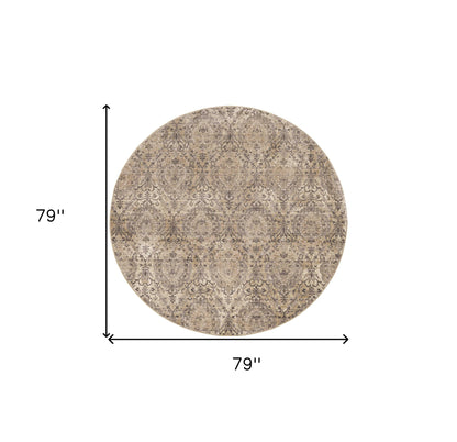 4'X6' Sand Grey Machine Woven Distressed Vintage Traditional Indoor Area Rug