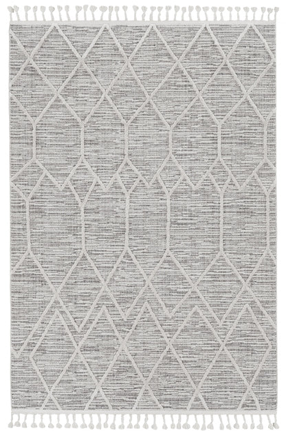 12'X15' Ivory Grey Machine Woven Geometric Indoor Area Rug
