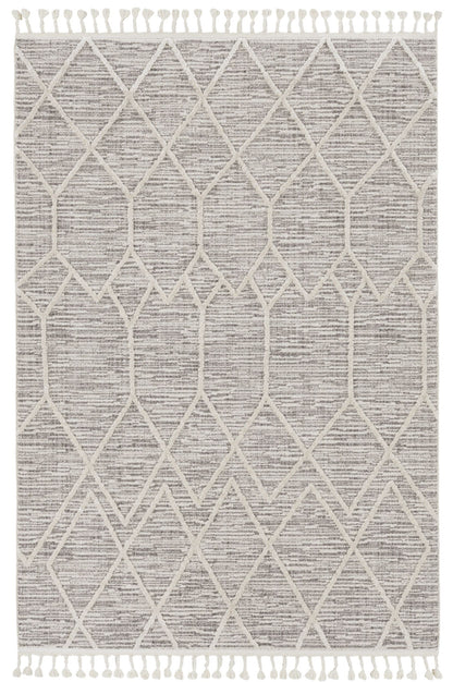 12'X15' Ivory Grey Machine Woven Geometric Indoor Area Rug