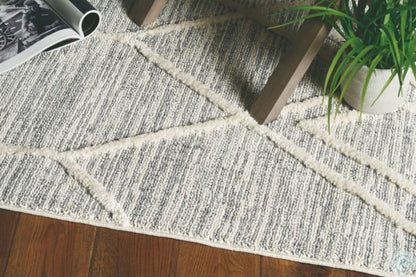 12'X15' Ivory Grey Machine Woven Geometric Indoor Area Rug