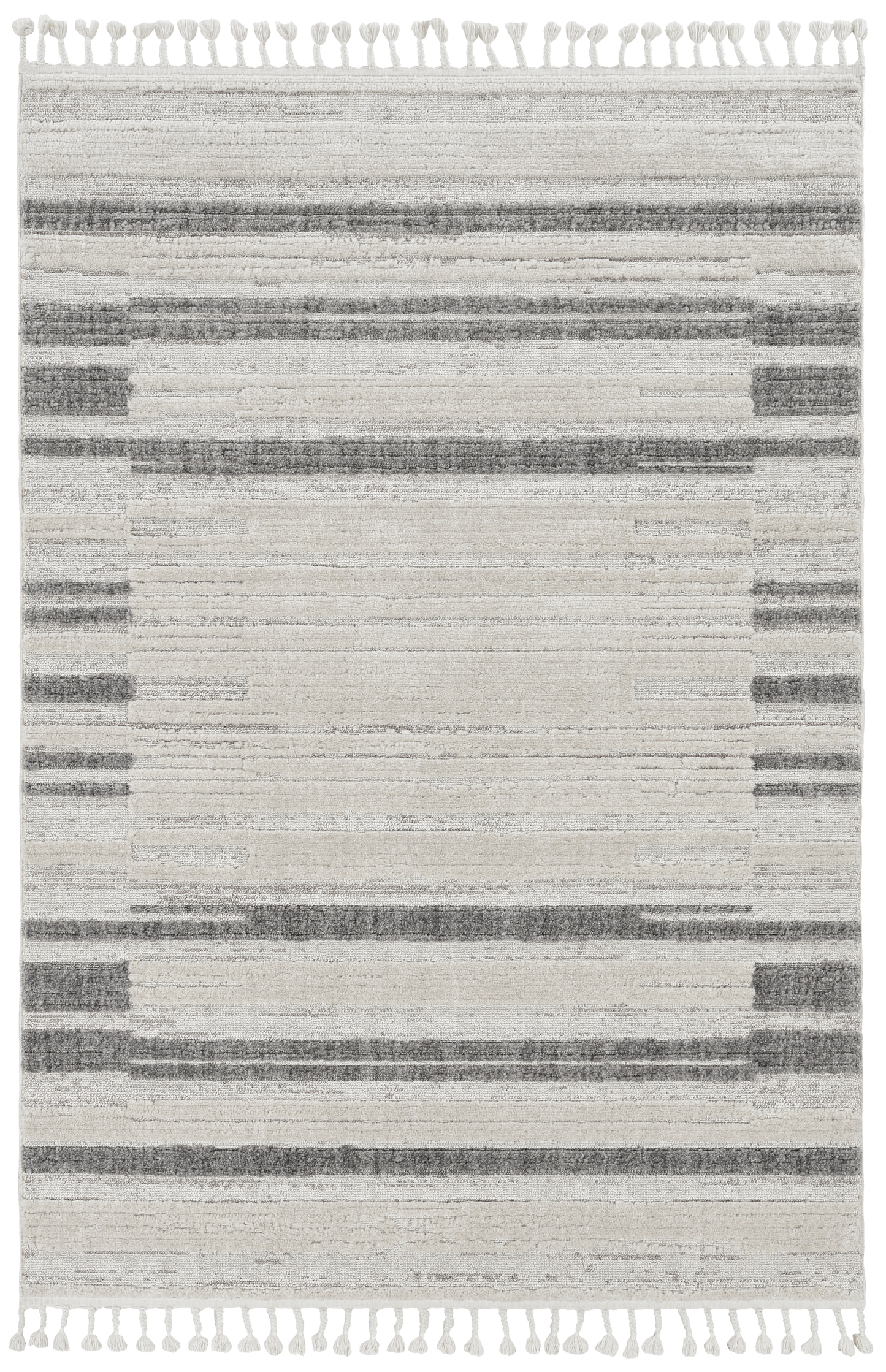 94 X 130 Ivory  Grey Polyester Rug