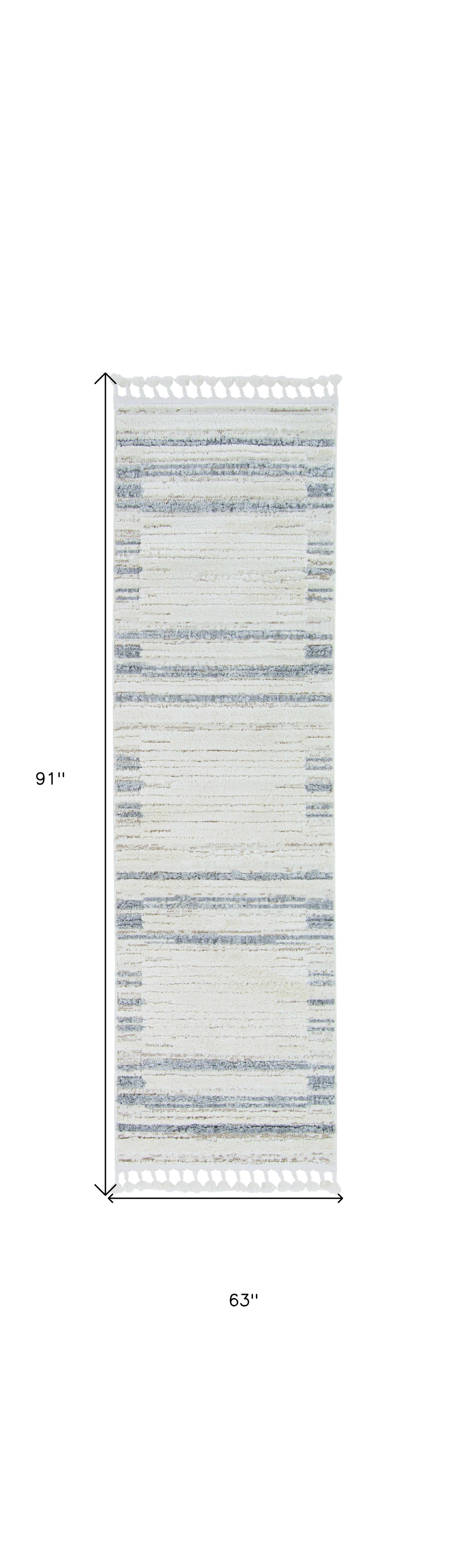 94 X 130 Ivory  Grey Polyester Rug