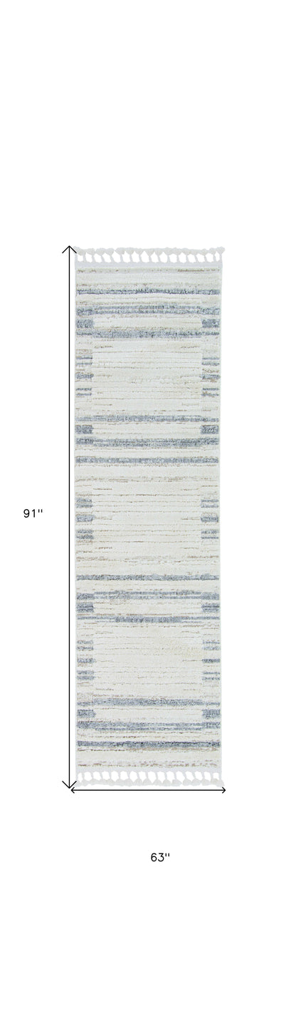 94 X 130 Ivory  Grey Polyester Rug