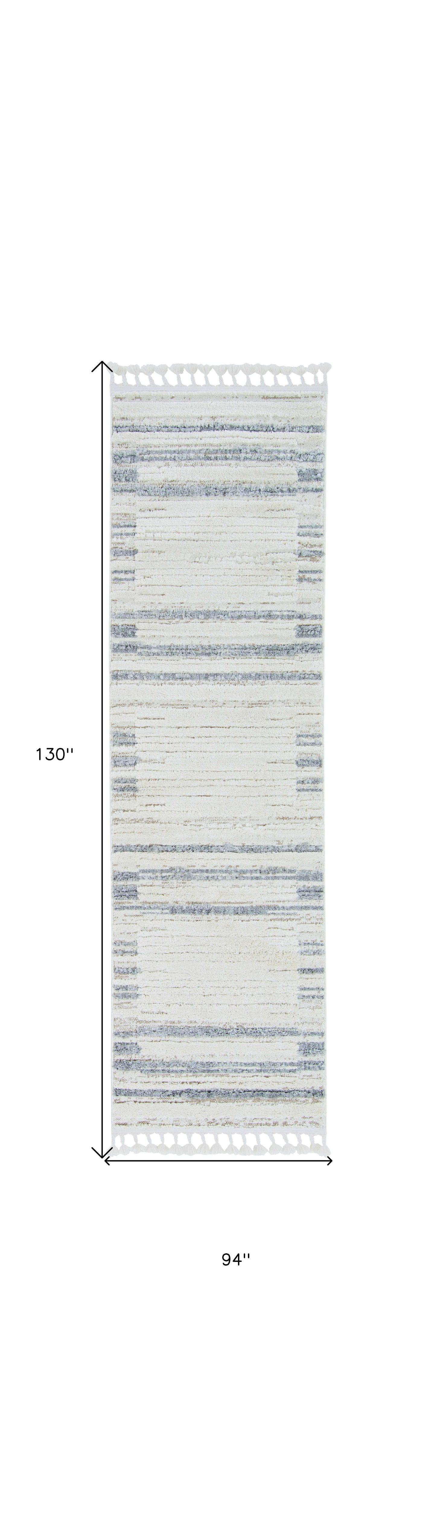 94 X 130 Ivory  Grey Polyester Rug