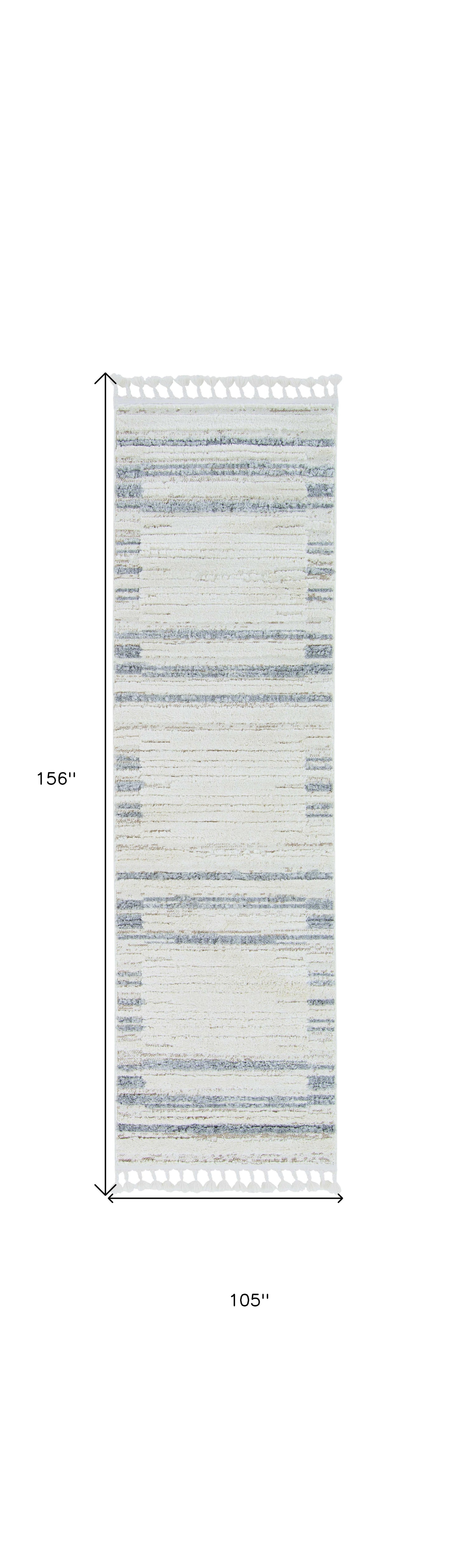 94 X 130 Ivory  Grey Polyester Rug