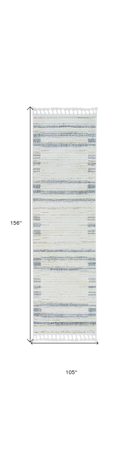 94 X 130 Ivory  Grey Polyester Rug