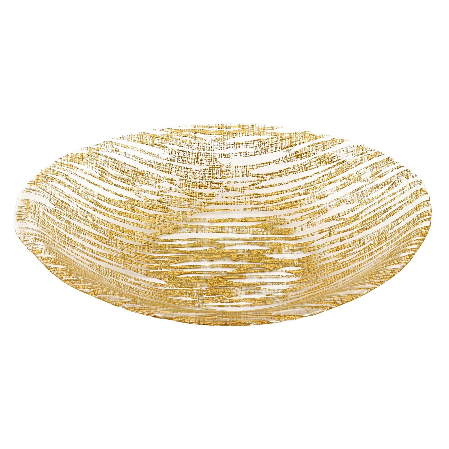 9 Hand Crafted Glass Oval Gold Salad Or Centerpiece Bowl