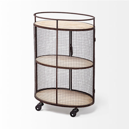 Cylindrical Matte Black Metal Bar Cart