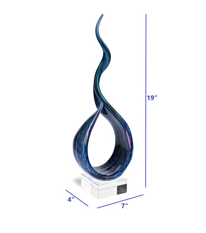 18 Multicolor Art Glass Centerpiece On Black Crystal Base