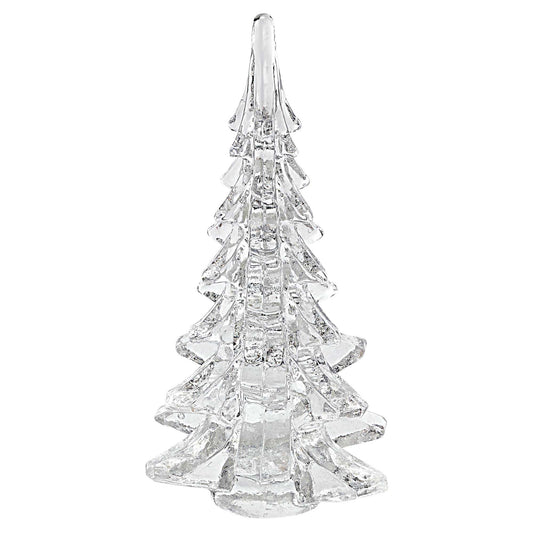 10" Mouth Blown Clear Glass Christmas Tree Sculpture