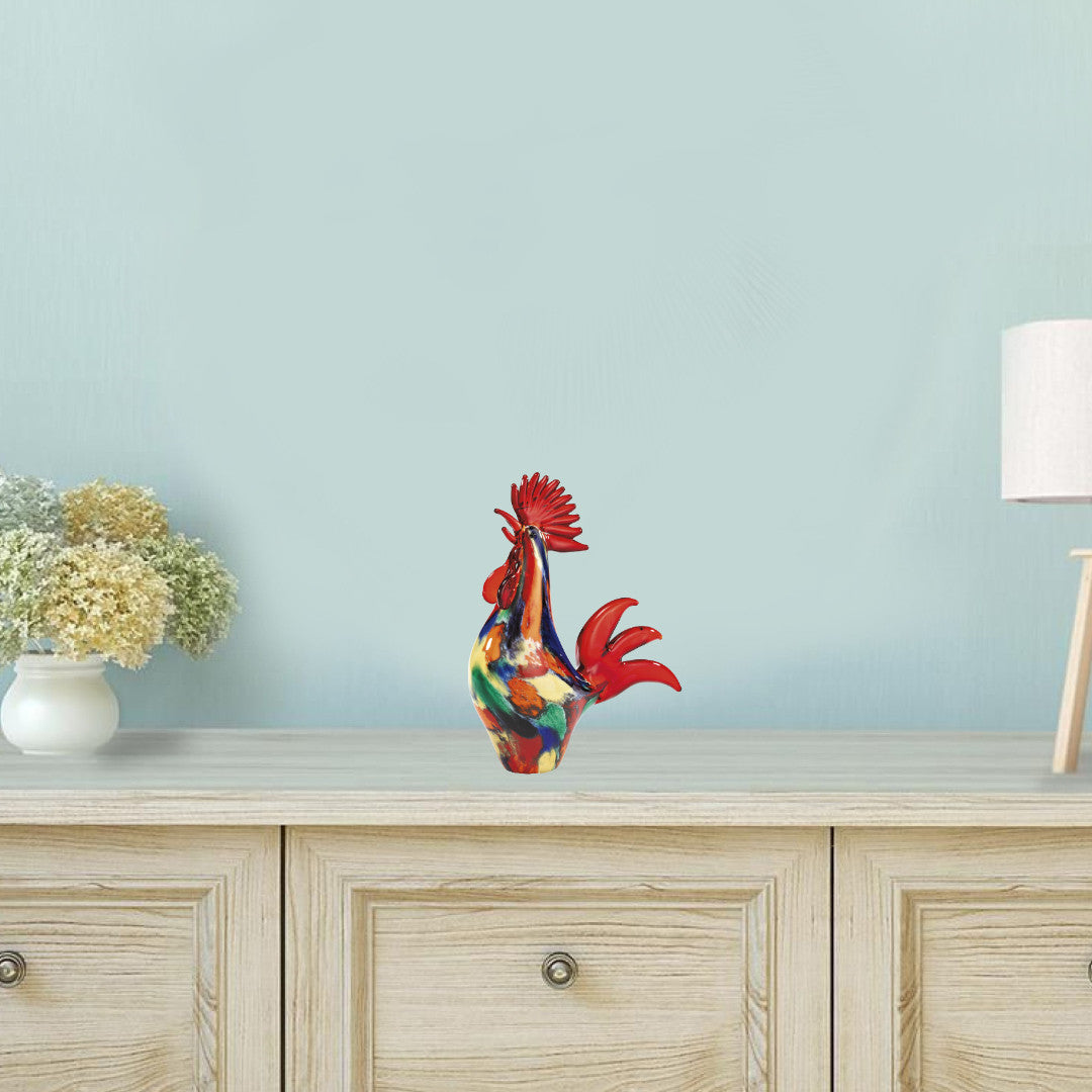 11" Red Glass Rooster Figurine
