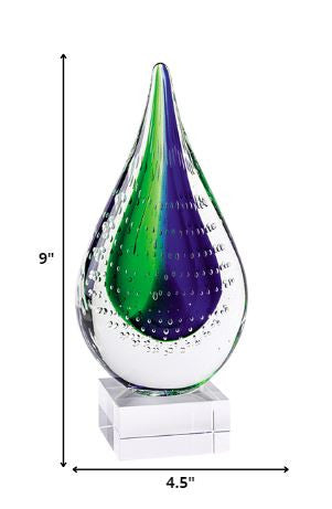 11 Mouth Blown Teardrop Centerpiece On Crystal Base