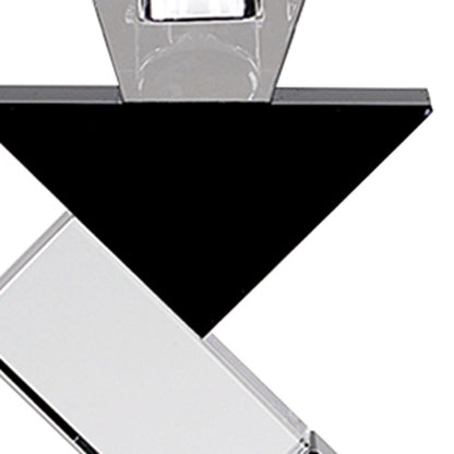14 Hand Crafted Crystal Pair Of Black Accent Candlesticks