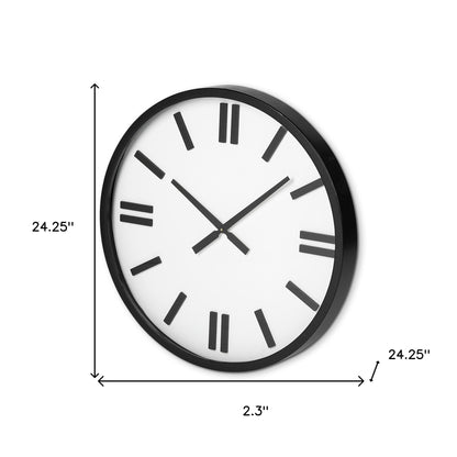 24" Round Large Modern Wall Clock With White Face And Non-Numarical Number