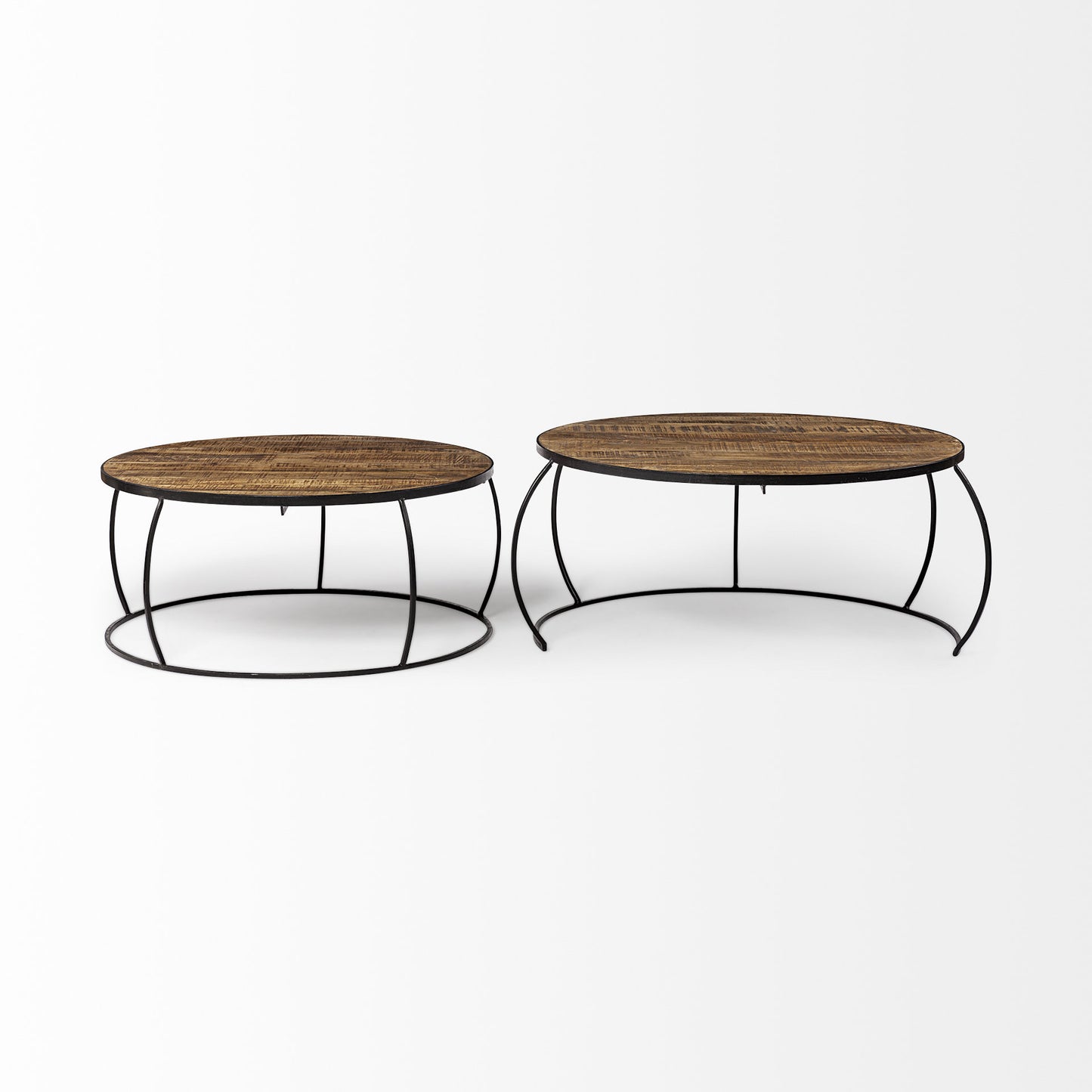 S2 41" & 38" Round Wood Top Nesting Coffee Tables