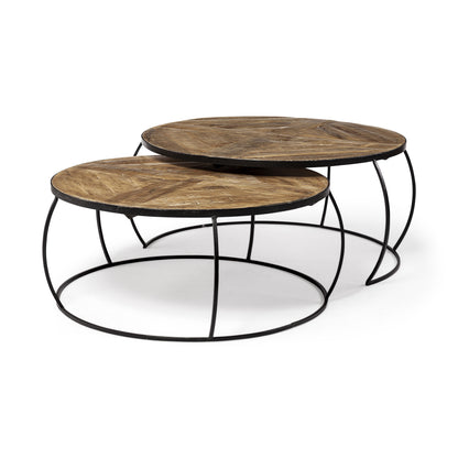 S2 41" & 38" Round Wood Top Nesting Coffee Tables