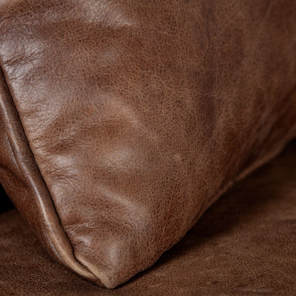 33" Brown And Silver Faux Leather Distressed Arm Chair