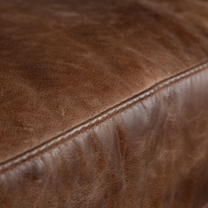 33" Brown And Silver Faux Leather Distressed Arm Chair