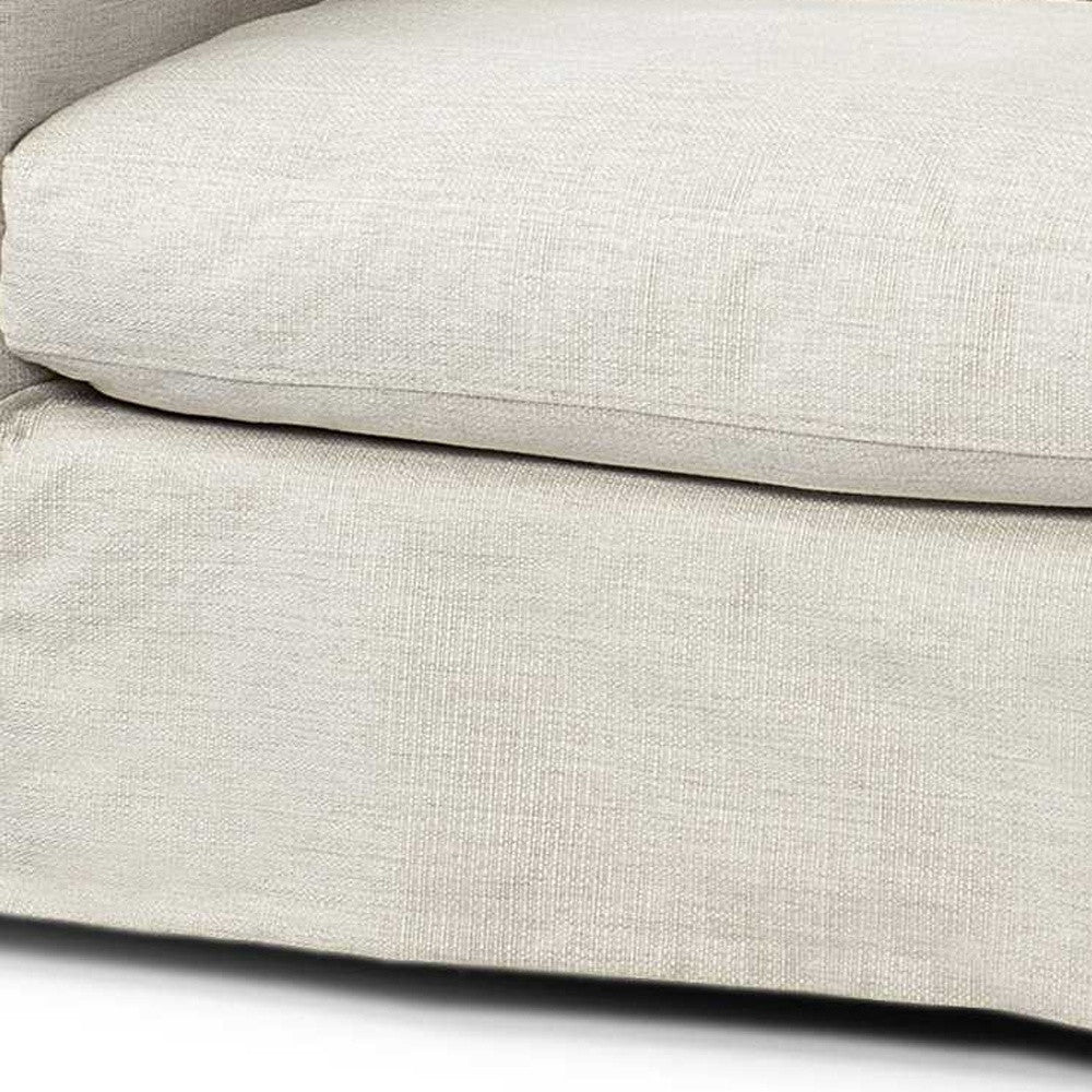 38" Cream And Brown Fabric Arm Chair