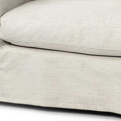 38" Cream And Brown Fabric Arm Chair