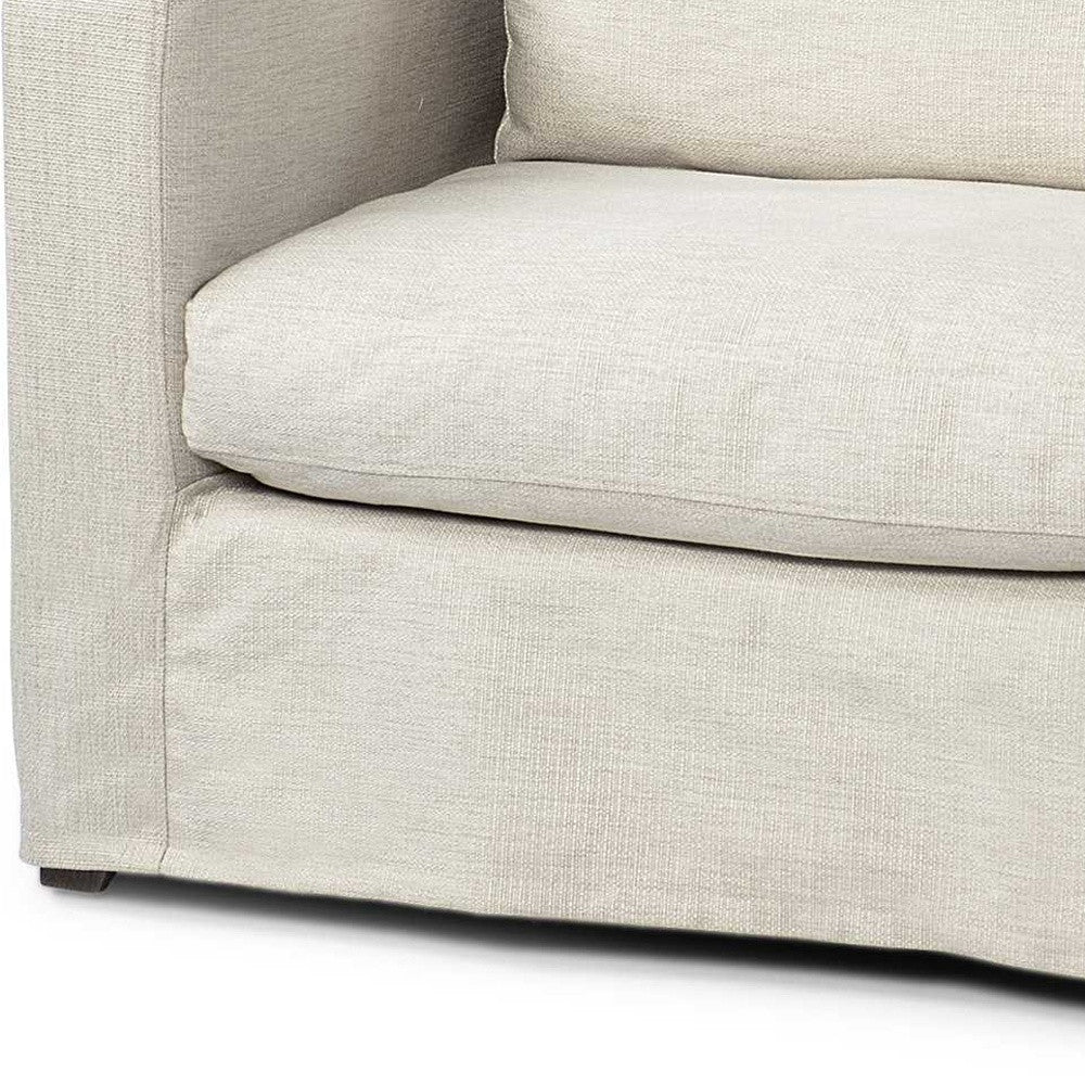 38" Cream And Brown Fabric Arm Chair