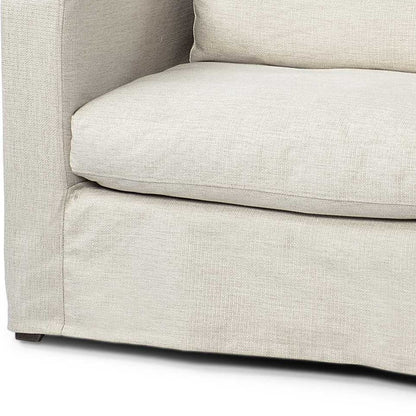 38" Cream And Brown Fabric Arm Chair