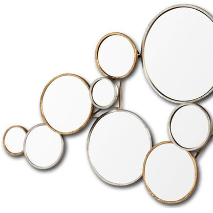 Gold and Silver Round Accent Metal Mirror