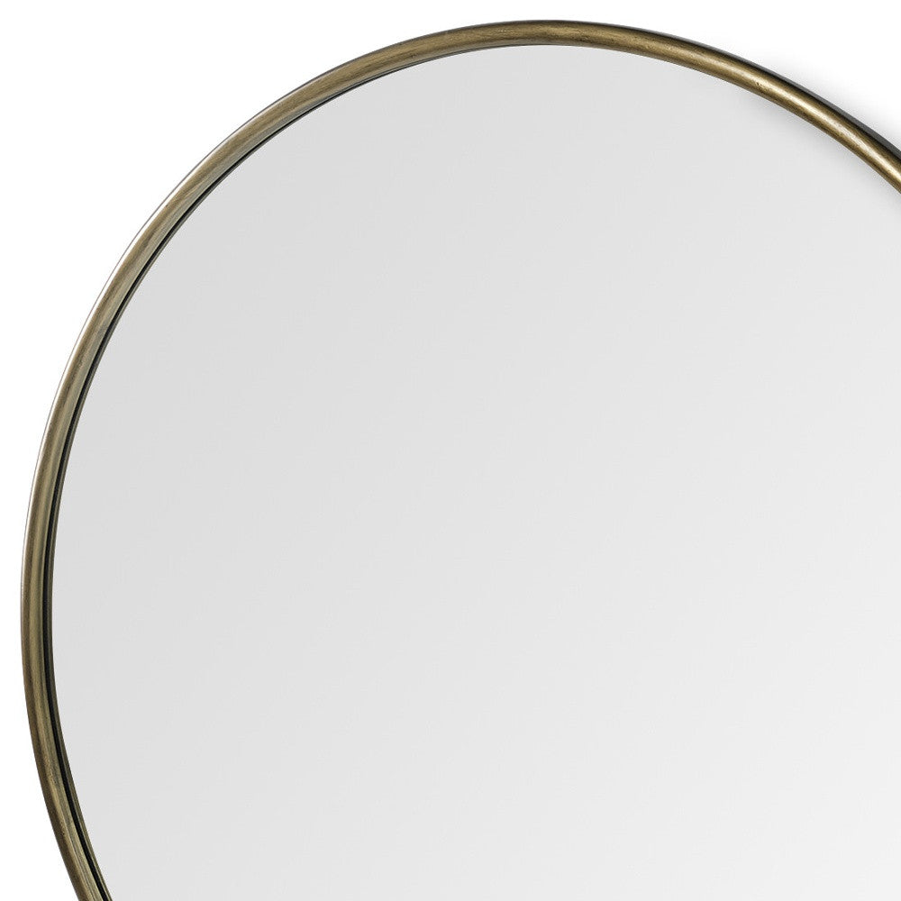 47" Round Gold Metal Frame Wall Mirror