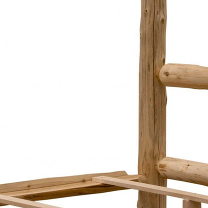Rustic And Natural Cedar Single Ladder Left Log Bunk Bed