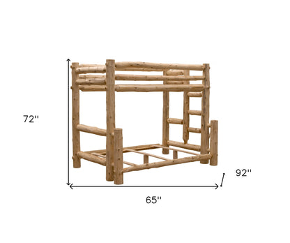 Rustic And Natural Cedar Queen And Single Ladder Left Log Bunk Bed