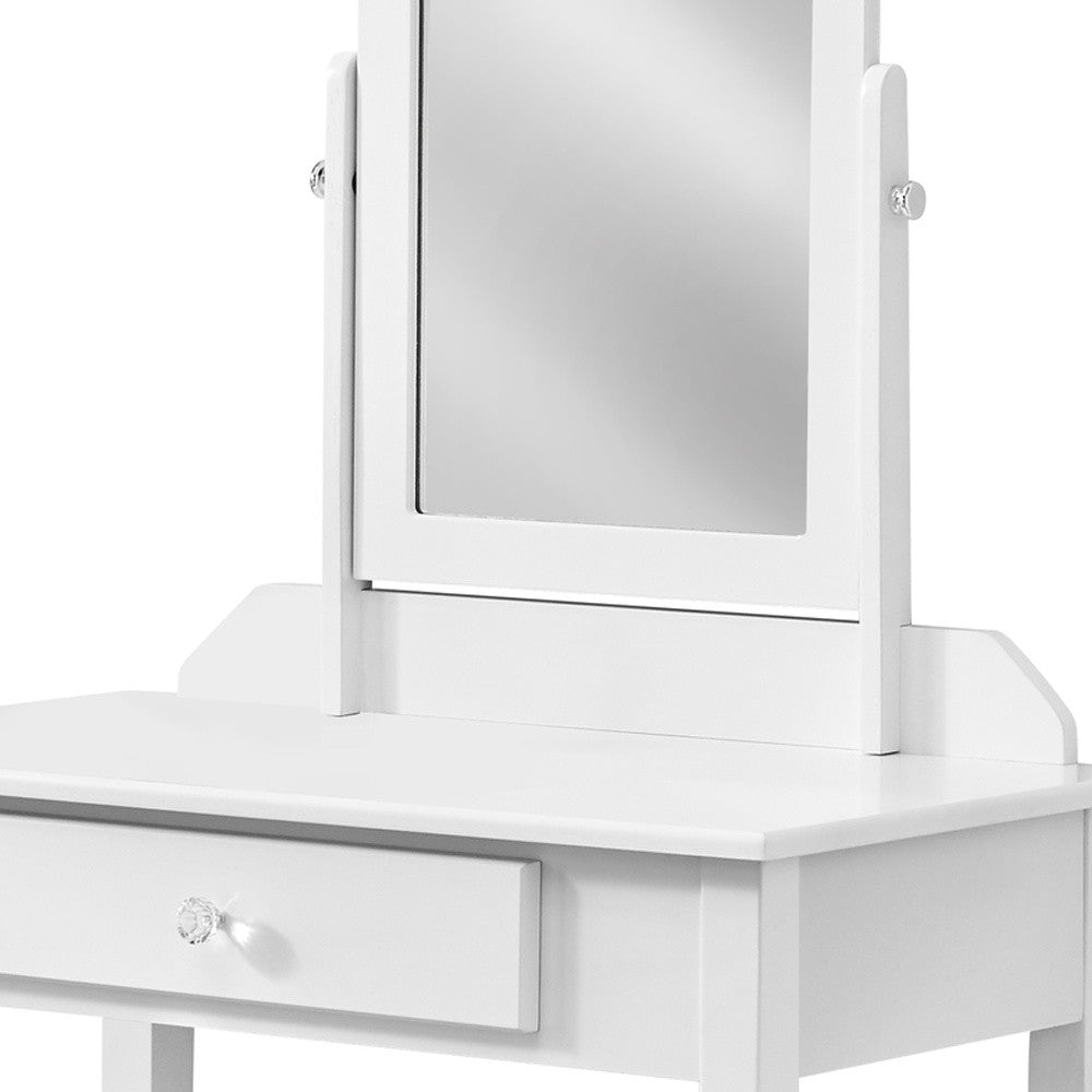 White Vanity Mirror And Storage Drawer