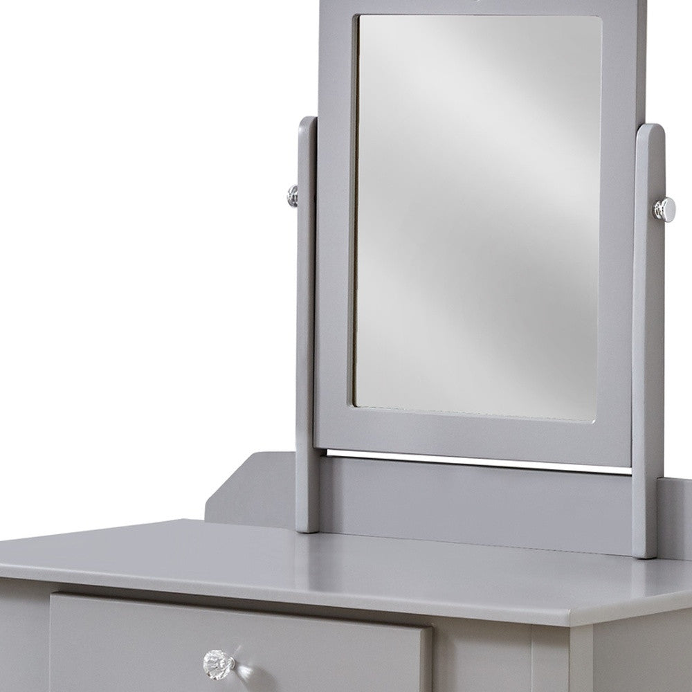 Grey Vanity Mirror And Storage Drawer