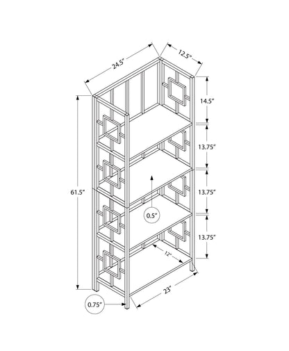 62" 4 Tier Bookcase Dark Taupewithblack Metal Etagere