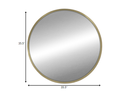 Round Wall Mirror With Matte Gold Finish