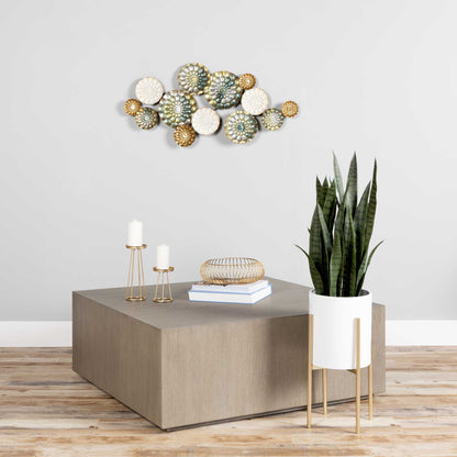Gold and White Metal Round Pot Planter