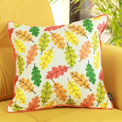 Set Of 2 18"  Autumn Leaves Throw Pillow Cover In Multicolor