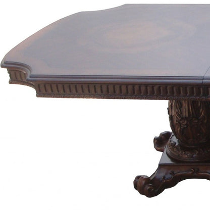 Wooden Top Cherry  Dining Table With Wood Carving Details