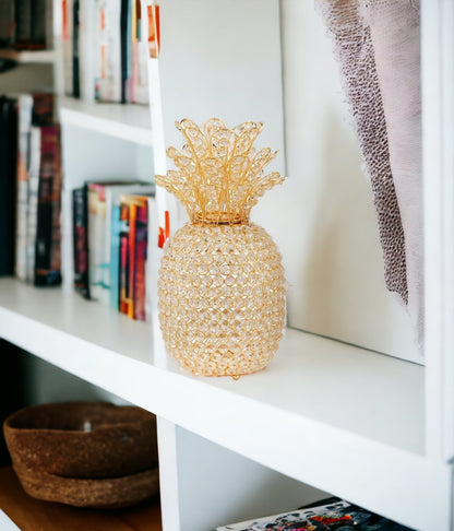 15" Gold Pineapple Faux Crystal Sculpture