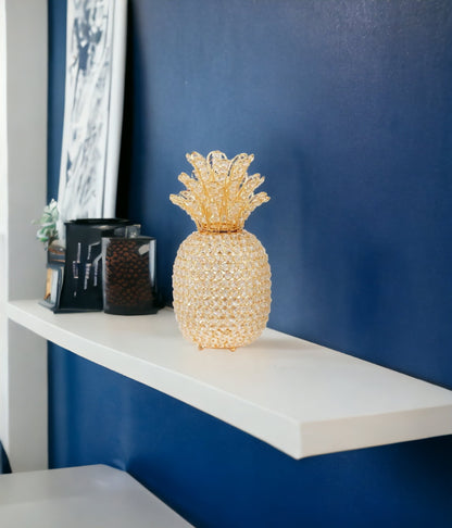 15" Gold Pineapple Faux Crystal Sculpture