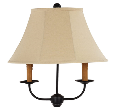 26" Black Metal Three Light Table Lamp With Natural Empire Shade